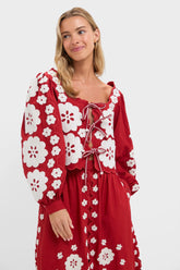 Red Catrine Applique Long Sleeve Top
